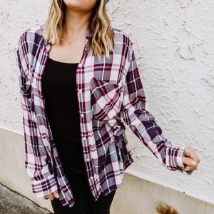 Express Plaid Button Down Shirt Top Long Sleeve M